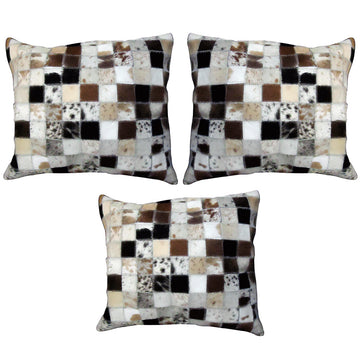 Hilason Cowhide Leather Hair-On Patchwork Cushion Pillow Cover